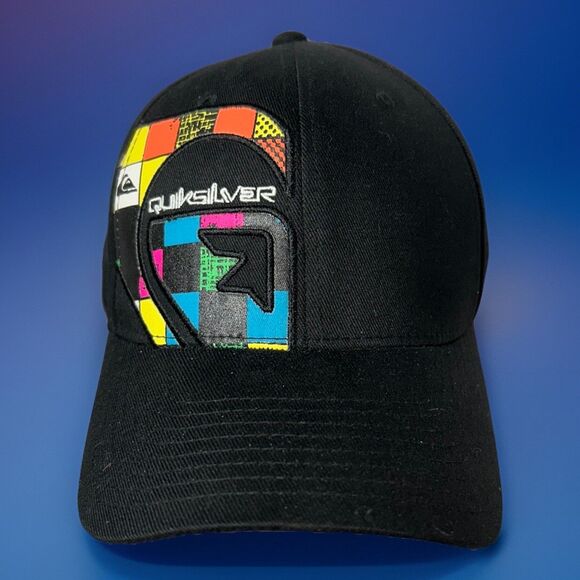 Quicksilver Black w/multicolor Front One size Fits All Flexfit Cap - Picture 1 of 6